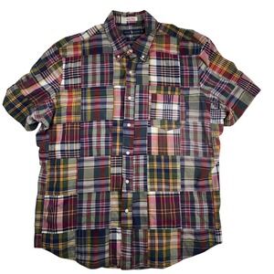 Ralph Lauren Bleeding Madras Patchwork Plaid Short Sleeve Shirt XXL Button Down